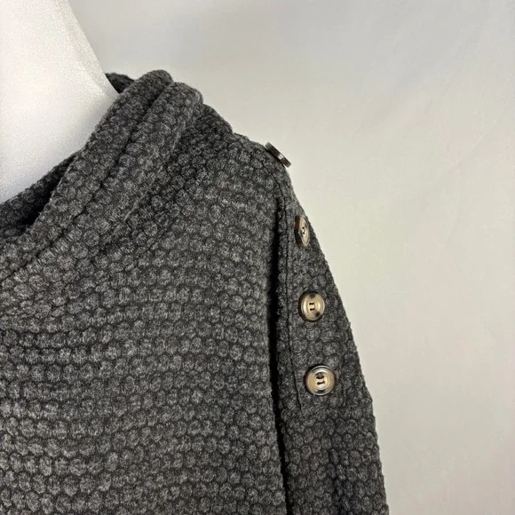 New York Laundry Women's Gray Textured Cowl Neck Tunic Top Button Detail L - Picture 3 of 12